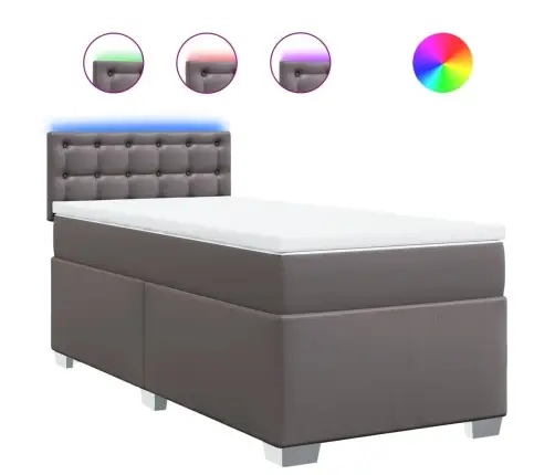 Lova Su Spyruoklėmis Ir Čiužiniu, Pilka, 90X200cm Dirbtinė Oda