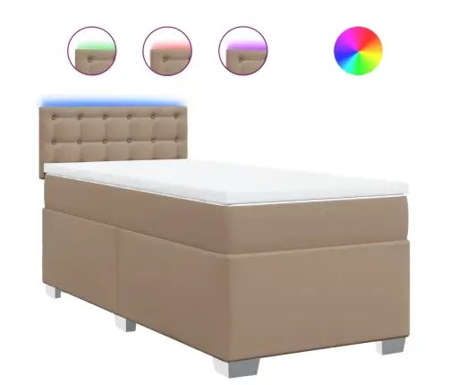 Lova Su Spyruoklėmis/Čiužiniu, Kapučino, 90X200cm Dirbtinė Oda