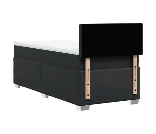 Lova Su Spyruoklėmis Ir Čiužiniu, Juoda,100X200cm Dirbtinė Oda