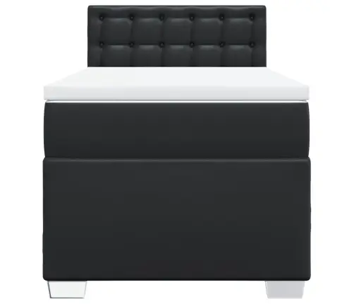 Lova Su Spyruoklėmis Ir Čiužiniu, Juoda,100X200cm Dirbtinė Oda