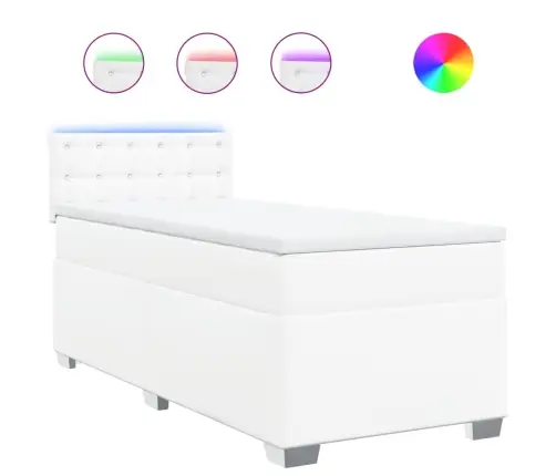 Atsperu Gulta Ar Matraci, Balta, 100X200 Cm, Mākslīgā Āda Vidaxl