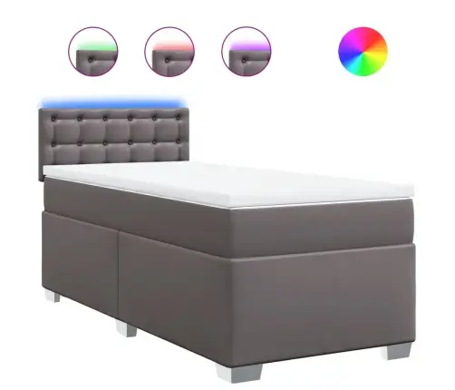 Atsperu Gulta Ar Matraci, Pelēka, 100X200 Cm, Mākslīgā Āda Vidaxl