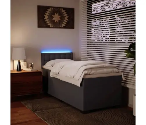 Atsperu Gulta Ar Matraci, Pelēka, 100X200 Cm, Mākslīgā Āda Vidaxl