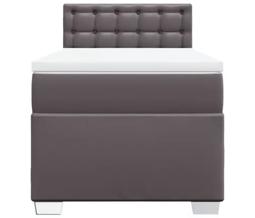 Atsperu Gulta Ar Matraci, Pelēka, 100X200 Cm, Mākslīgā Āda Vidaxl