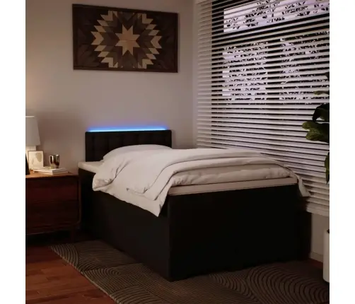 Atsperu Gulta Ar Matraci, Melna, 120X190 Cm, Mākslīgā Āda Vidaxl