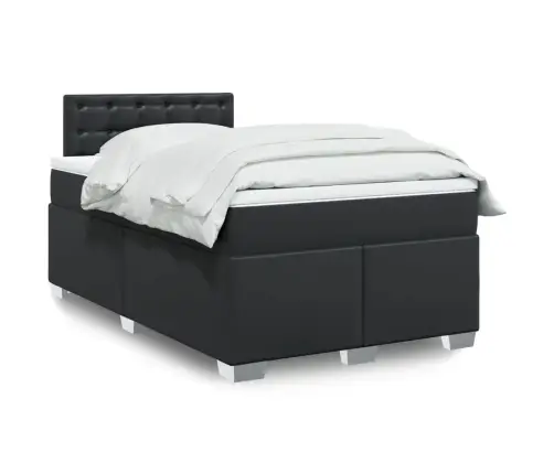 Atsperu Gulta Ar Matraci, Melna, 120X190 Cm, Mākslīgā Āda Vidaxl