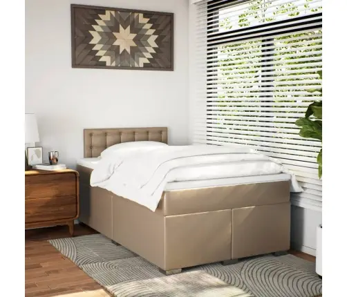 Atsperu Gulta Ar Matraci, Kapučīno, 120X190 Cm, Mākslīgā Āda Vidaxl