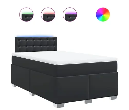 Atsperu Gulta Ar Matraci, Melna, 120X200 Cm, Mākslīgā Āda Vidaxl