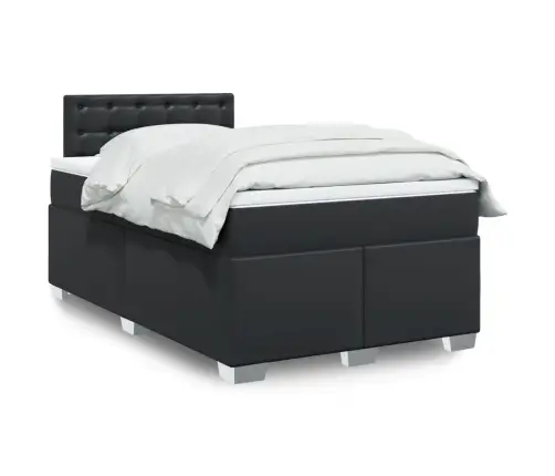 Atsperu Gulta Ar Matraci, Melna, 120X200 Cm, Mākslīgā Āda Vidaxl