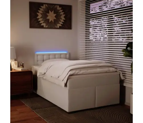 Lova Su Spyruoklėmis Ir Čiužiniu, Balta,120X200cm Dirbtinė Oda