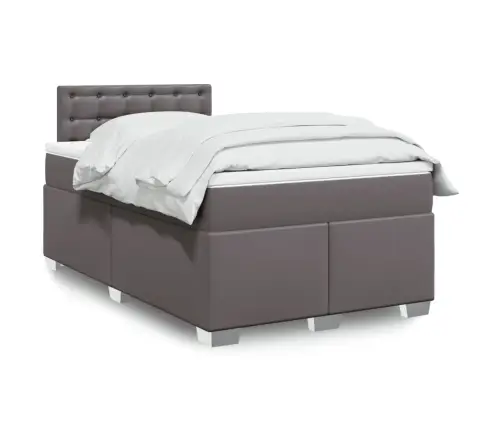 Atsperu Gulta Ar Matraci, Pelēka, 120X200 Cm, Mākslīgā Āda Vidaxl