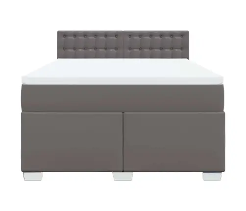 Atsperu Gulta Ar Matraci, Pelēka, 140X190 Cm, Mākslīgā Āda Vidaxl