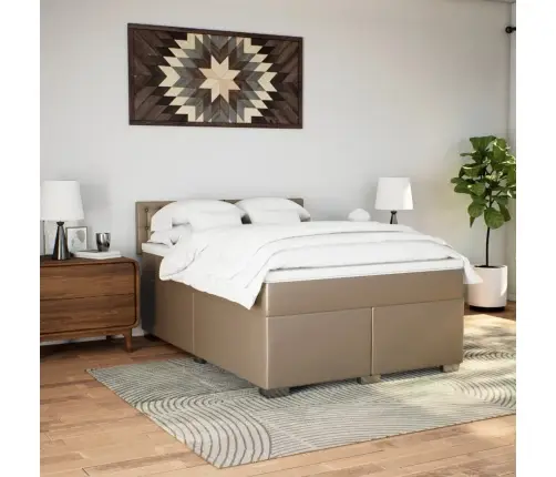 Lova Su Spyruoklėmis/Čiužiniu, Kapučino,140X190cm Dirbtinė Oda