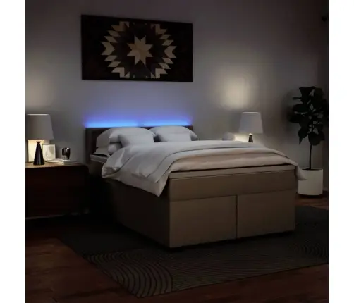 Lova Su Spyruoklėmis/Čiužiniu, Kapučino,140X190cm Dirbtinė Oda