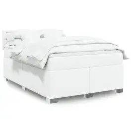 Atsperu Gulta Ar Matraci, Balta, 140X200 Cm, Mākslīgā Āda Vidaxl Atsperu Gulta Ar Matraci, Balta, 140X200 Cm, Mākslīgā Āda Vidaxl