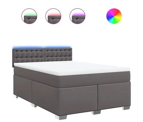 Atsperu Gulta Ar Matraci, Pelēka, 140X200 Cm, Mākslīgā Āda Vidaxl