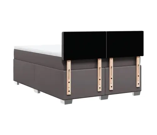 Atsperu Gulta Ar Matraci, Pelēka, 140X200 Cm, Mākslīgā Āda Vidaxl