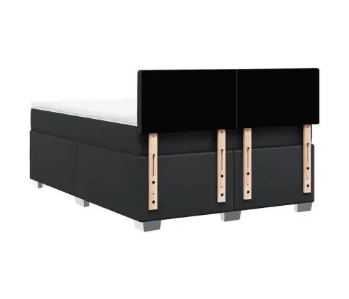 Kontinentaalvoodi Madratsiga, Must, 160X200 cm Kunstnahk