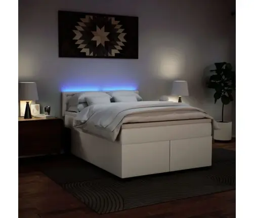 Atsperu Gulta Ar Matraci, Balta, 160X200 Cm, Mākslīgā Āda Vidaxl