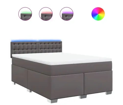 Atsperu Gulta Ar Matraci, Pelēka, 160X200 Cm, Mākslīgā Āda Vidaxl