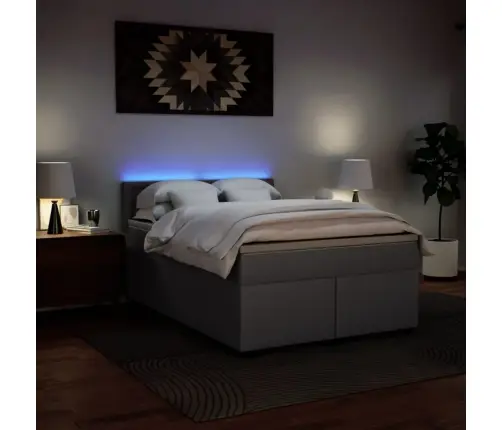 Atsperu Gulta Ar Matraci, Pelēka, 160X200 Cm, Mākslīgā Āda Vidaxl