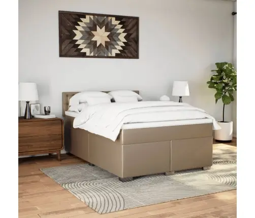 Atsperu Gulta Ar Matraci, Kapučīno, 160X200 Cm, Mākslīgā Āda Vidaxl