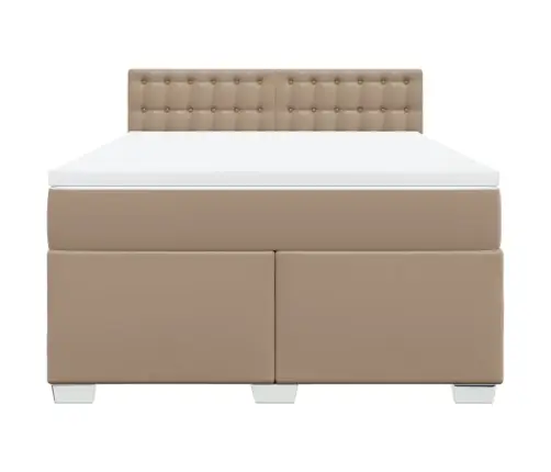 Atsperu Gulta Ar Matraci, Kapučīno, 160X200 Cm, Mākslīgā Āda Vidaxl