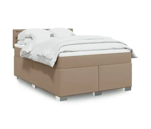 Atsperu Gulta Ar Matraci, Kapučīno, 160X200 Cm, Mākslīgā Āda Vidaxl