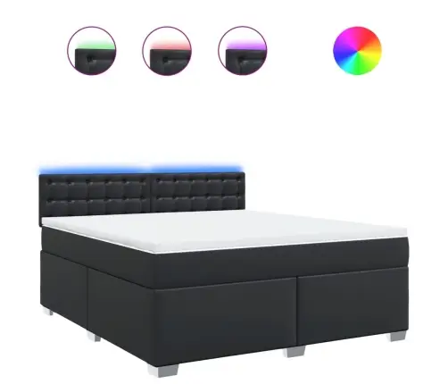 Kontinentaalvoodi Madratsiga, Must, 180X200 cm Kunstnahk