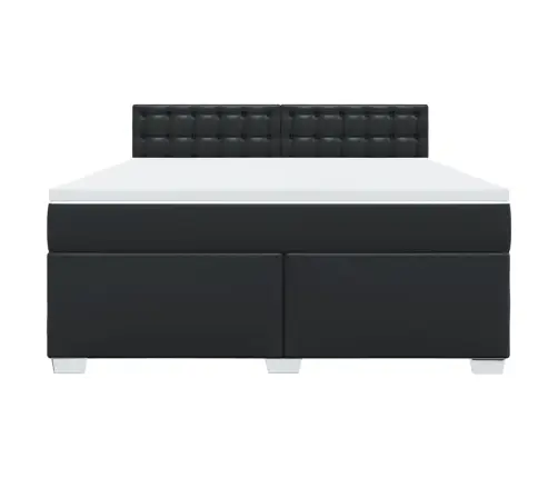 Kontinentaalvoodi Madratsiga, Must, 180X200 cm Kunstnahk