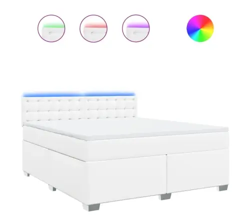 Atsperu Gulta Ar Matraci, Balta, 180X200 Cm, Mākslīgā Āda Vidaxl