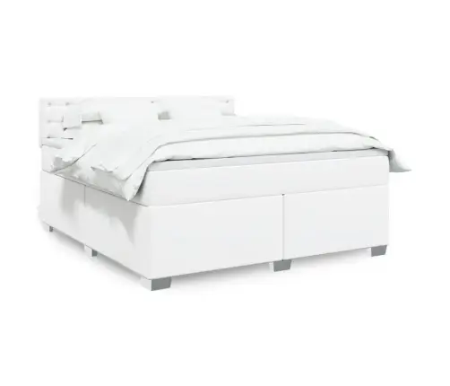 Atsperu Gulta Ar Matraci, Balta, 180X200 Cm, Mākslīgā Āda Vidaxl