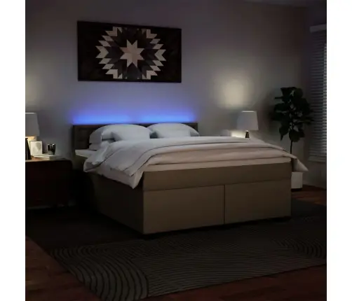 Atsperu Gulta Ar Matraci, Kapučīno, 180X200 Cm, Mākslīgā Āda Vidaxl