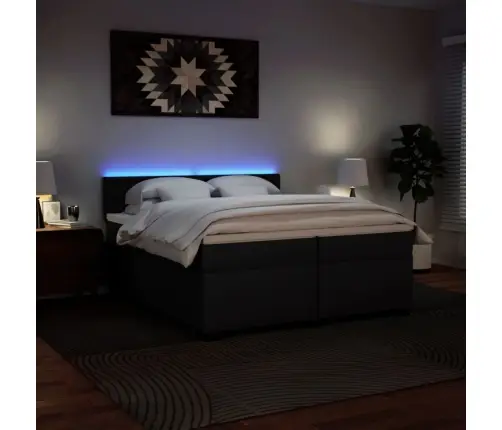 Kontinentaalvoodi Madratsiga, Must, 200X200 cm Kunstnahk