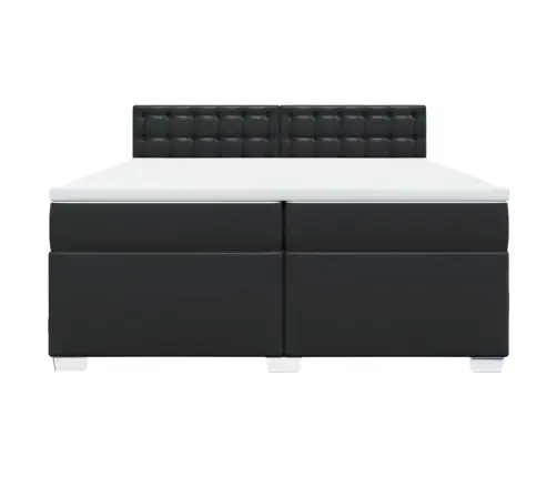 Kontinentaalvoodi Madratsiga, Must, 200X200 cm Kunstnahk