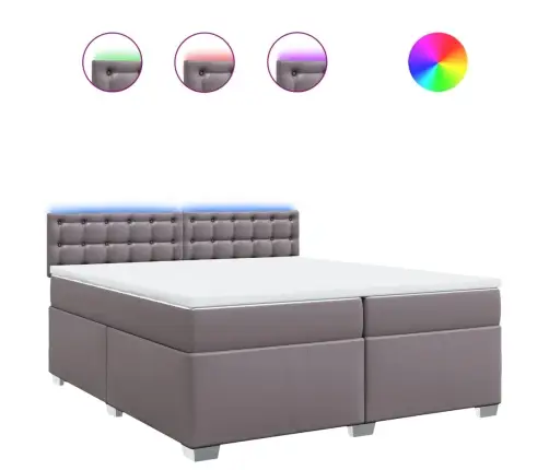 Atsperu Gulta Ar Matraci, Pelēka, 200X200 Cm, Mākslīgā Āda Vidaxl