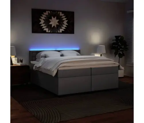 Atsperu Gulta Ar Matraci, Pelēka, 200X200 Cm, Mākslīgā Āda Vidaxl