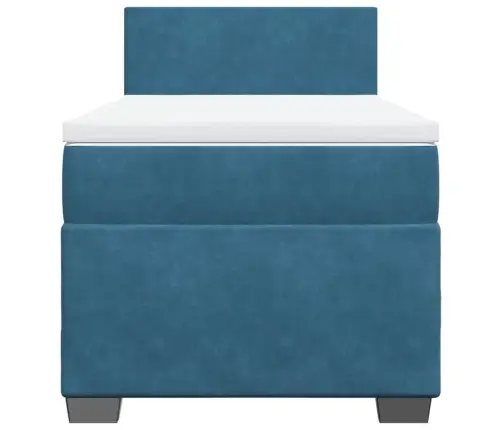 Atsperu Gulta Ar Matraci, Zils Samts, 80X200 Cm Vidaxl