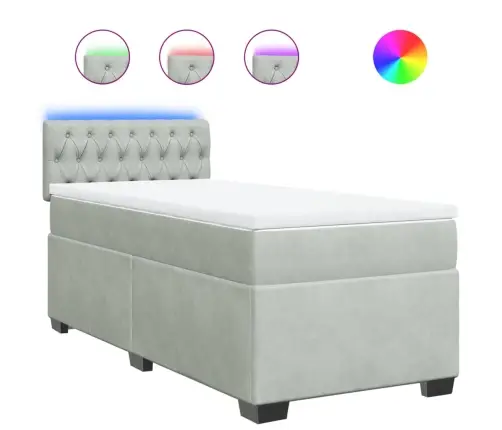 Kontinentaalvoodi Madratsiga, Helehall, 80X200 cm Samet