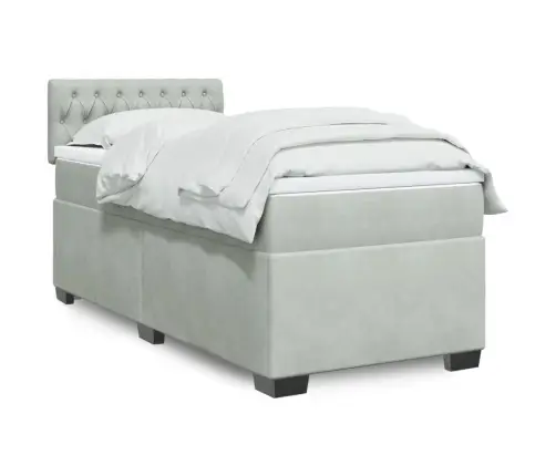 Kontinentaalvoodi Madratsiga, Helehall, 80X200 cm Samet