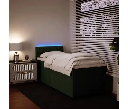 Atsperu Gulta Ar Matraci, Tumši Zaļš Samts, 80X200 Cm Vidaxl