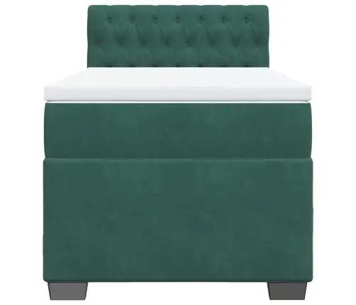 Atsperu Gulta Ar Matraci, Tumši Zaļš Samts, 80X200 Cm Vidaxl