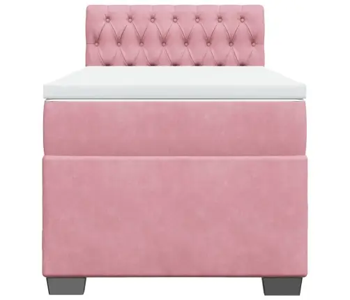 Atsperu Gulta Ar Matraci, Rozā Samts, 80X200 Cm Vidaxl