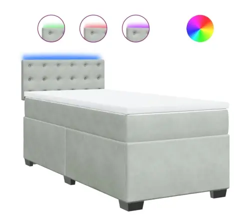 Kontinentaalvoodi Madratsiga, Helehall, 80X200 cm Samet