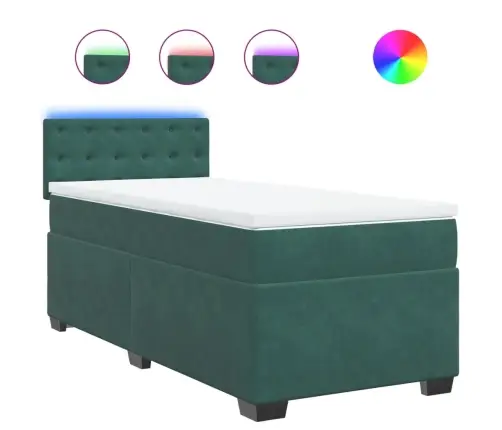 Lova Su Spyruoklėmis Ir Čiužiniu, Žalia, 80X200cm Aksomas