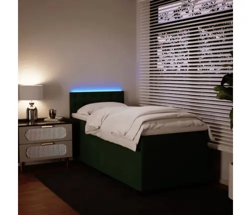 Lova Su Spyruoklėmis Ir Čiužiniu, Žalia, 80X200cm Aksomas