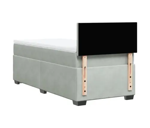 Atsperu Gulta Ar Matraci, Gaiši Pelēka Samts, 90X190 Cm Vidaxl