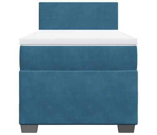 Atsperu Gulta Ar Matraci, Zils Samts, 90X190 Cm Vidaxl