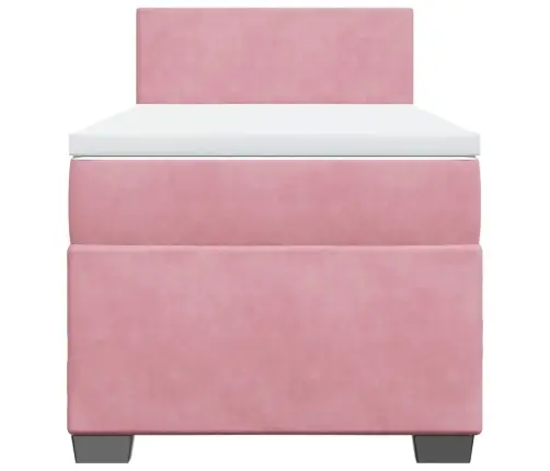 Atsperu Gulta Ar Matraci, Rozā Samts, 90X190 Cm Vidaxl Atsperu Gulta Ar Matraci, Rozā Samts, 90X190 Cm Vidaxl