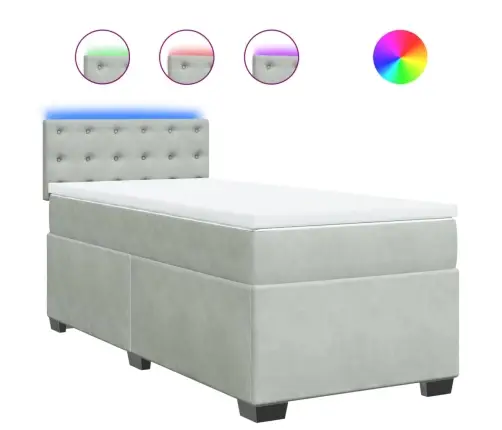 Kontinentaalvoodi Madratsiga, Helehall, 90X190 cm Samet